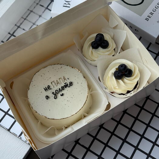 Набор из бенто торта и капкейков на день отца в подарок папе