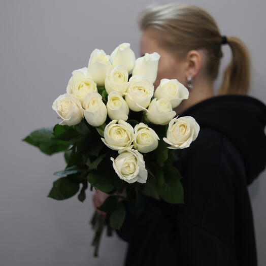 Букет из 15 белых роз Эквадо  (60 см)