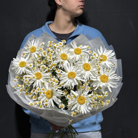 Яркий, солнечный букет, Микс ромашек