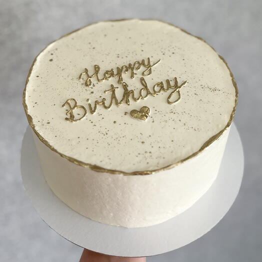 Торт Happy Birthday 2 кг белый с золотой надписью