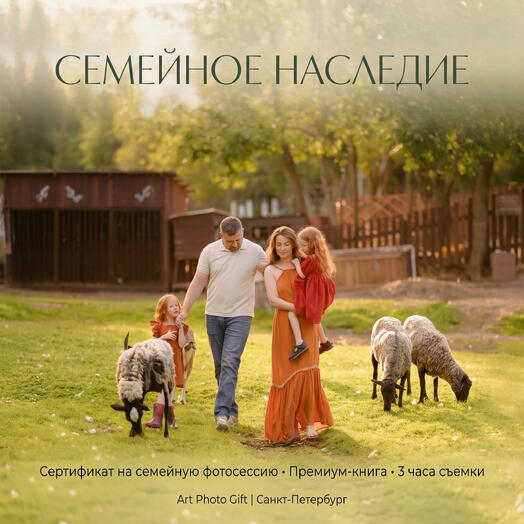 Подарочный сертификат на фотосессию «Семейное наследие» (Съемка + Премиум-книга)