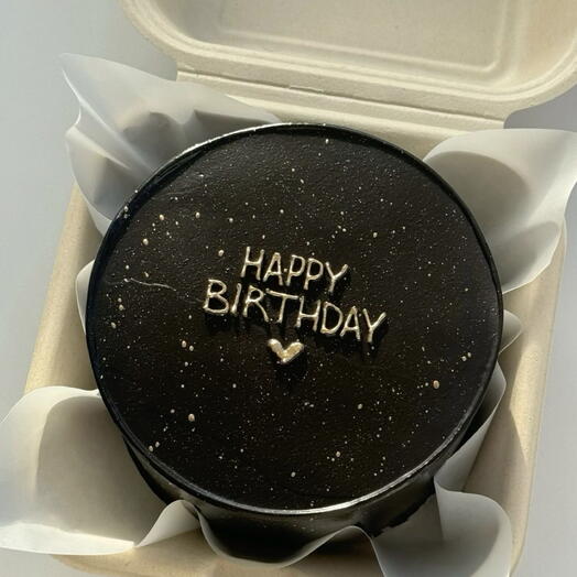 Бенто торт happy birthday чёрный с золотом, мужу сестре брату жене подруге другу