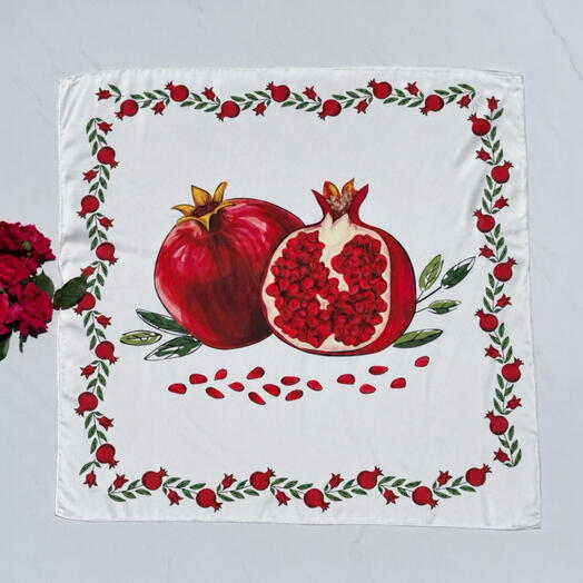 Платок каре сувенир «Гранат». Chiffon square scarf souvenir «pomegranate»