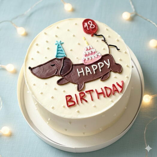 Бенто торт XL Happy Birthday с таксой