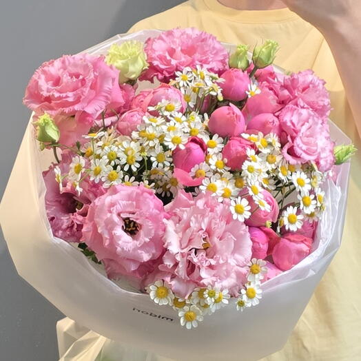 Ромашки, пионовидная роза, эустома💕