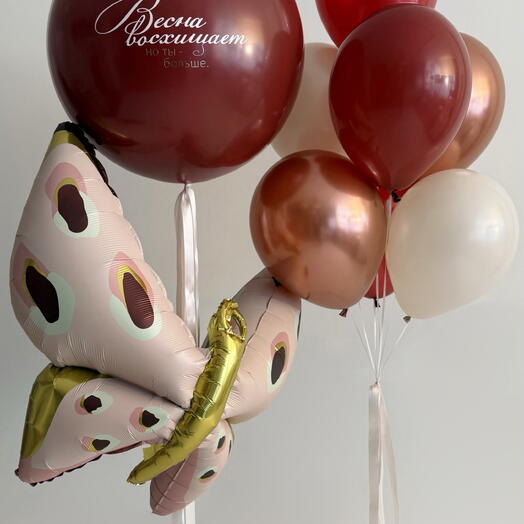 Воздушные шары девушке, подруге, коллеге, руководителю 🎈 Большой шар с надписью, бабочка и фонтан | Сюрприз на день рождения