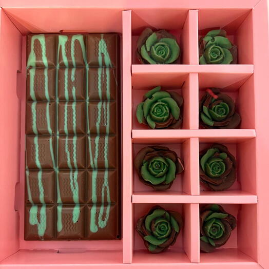 Chocolate de Dubai+flores de chocolate
