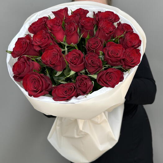 АКЦИЯ‼️Моно букет 25 бордовых роз ♥️