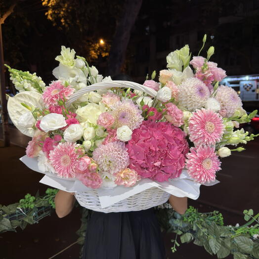Colorful flowers in basket