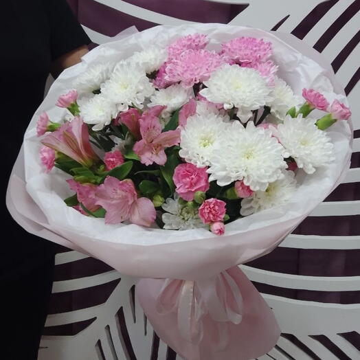 Букет«Волшебный» 🌸альстромерия,кустовая хризантема,кустовая гвоздика