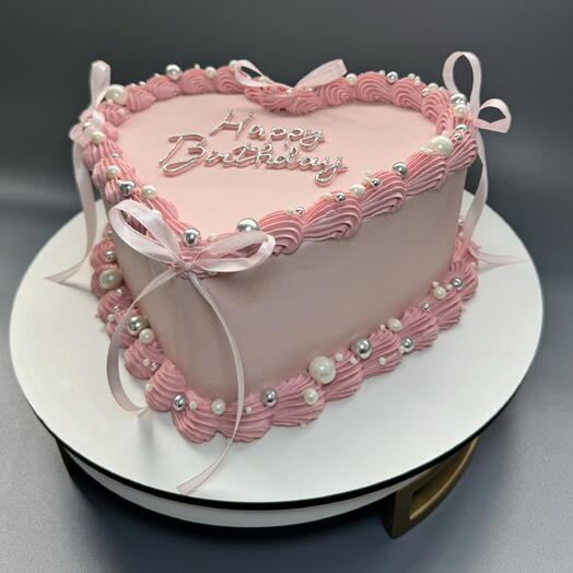 Торт розовое сердце "happy birthday" 1,5 кг