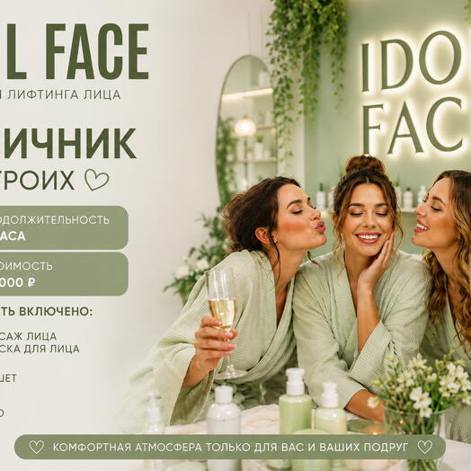 Подарочный сертификат (девичник) в студию лифтинга лица IDOL FACE, м. Яхромская