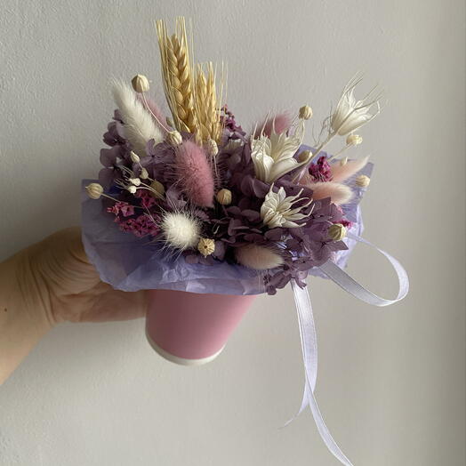 Розовый букет-стаканчик 🌸
