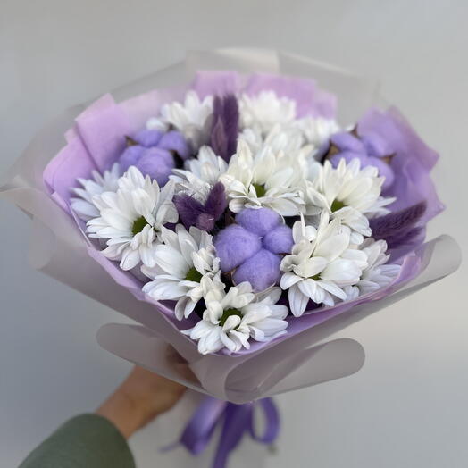 Ванильное небо💜 букет из хризантем / цветы доставка Уфа/ хризантемы/ ромашка/