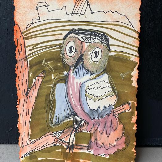 Handmade greeting card "Sovushka-owl»