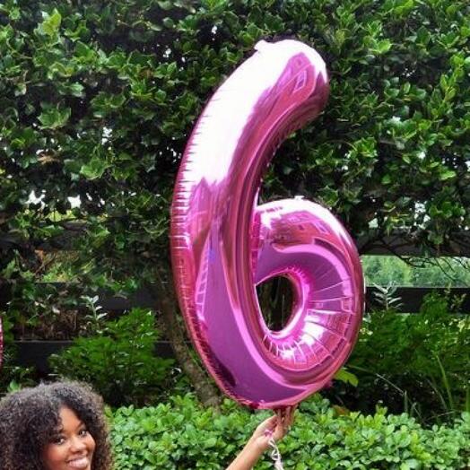 Фольгированный шар с гелием Шесть - 1 метр