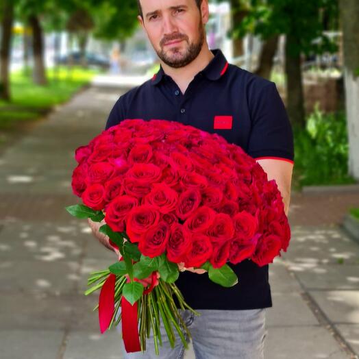 101 красная роза 50 см