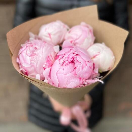 Букет из 5 пионов Сара Бернар 🌸 (0006) peony