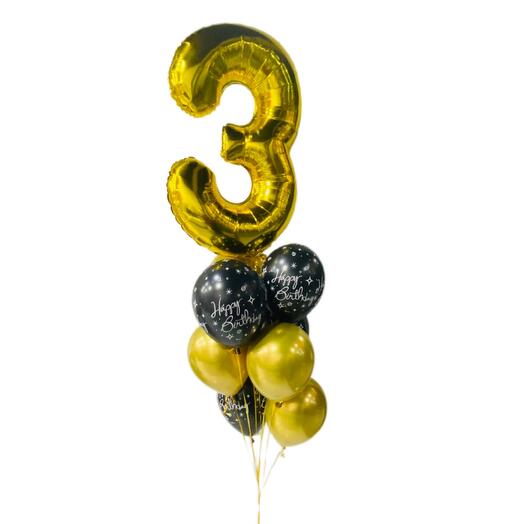 Any Number Birthday Ballon Set (gold black)