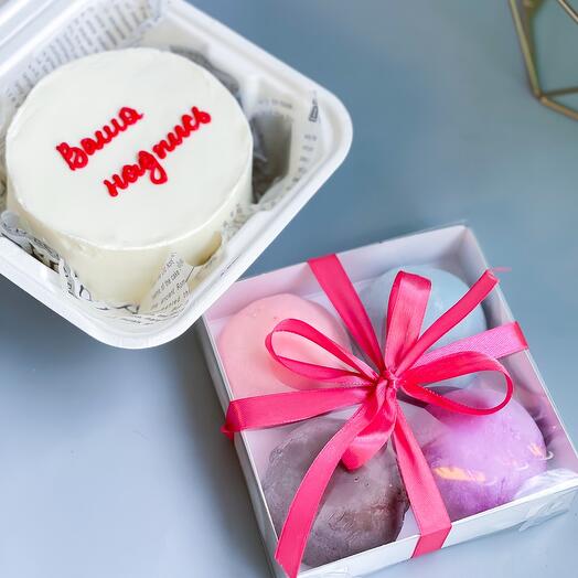 Combo‼️Hit❗️ Bento cake with your design and a set of assorted mochi