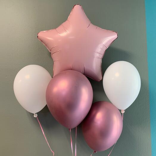 Paquete de 5 bolas de color rosa y blanco