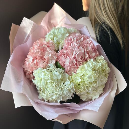 Монобукет из пяти гортензий Нежное суфле🌸