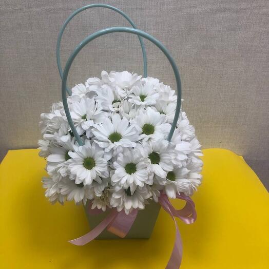 Chrysanthemums in a handbag