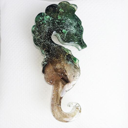 Epoxy brooch "Sea Horse"