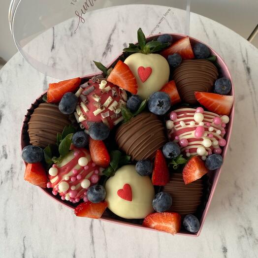 Strawberries in Belgian Chocolate Heart