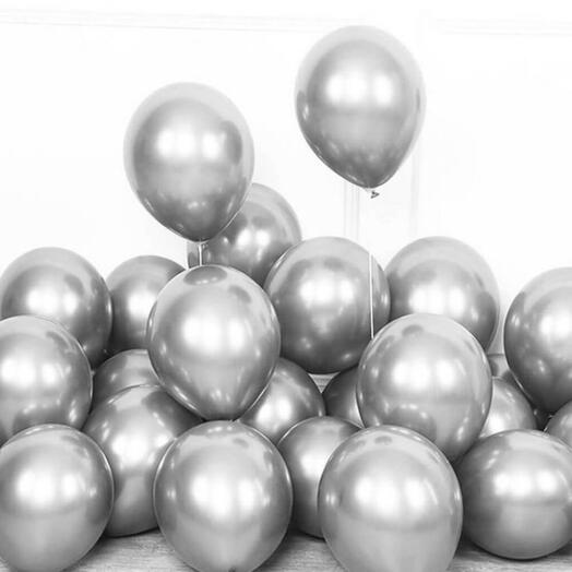 Silver balloon with helium