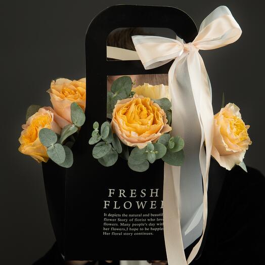 Bolso con rosas peonías "Mandarin marmalade"