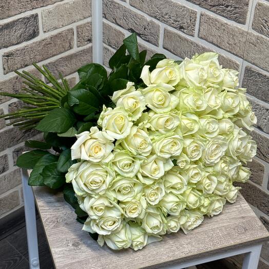 Белые розы 51 шт