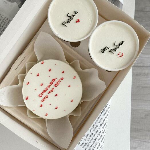 Подарочный набор бенто торт и 2 cake to go "Спасибо, что ты есть"