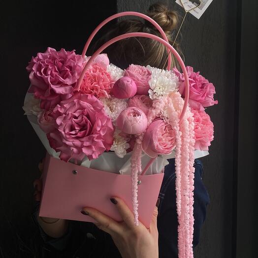 Bolso de peonía / rosa peonía / bolso brillante