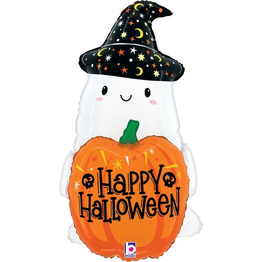 Воздушный шар доброе привидение с тыквой хэллоуин Halloween