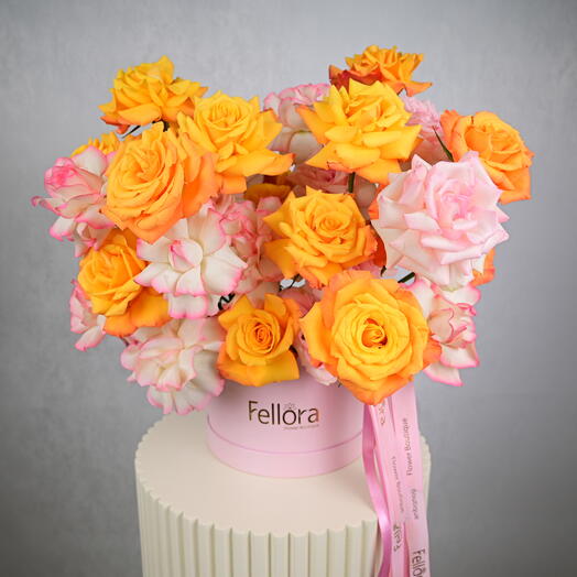 Pink and Orange Roses Box-5536