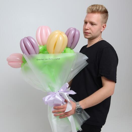 Цветы S размкр из воздушных шаров « Счастье- это быть с тобой»