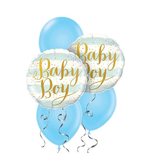 Baby Boy Blue Striped Balloon Package