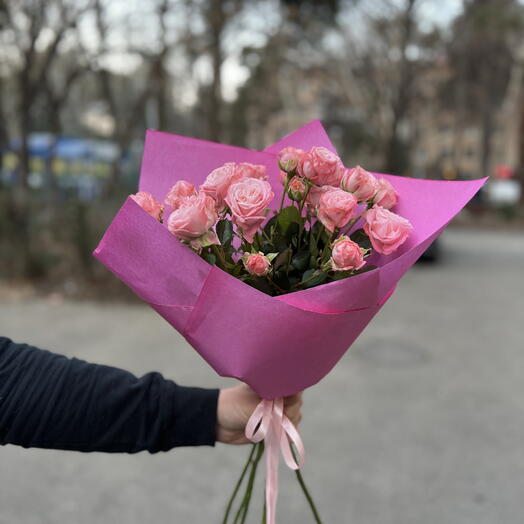 5 pink spray rose