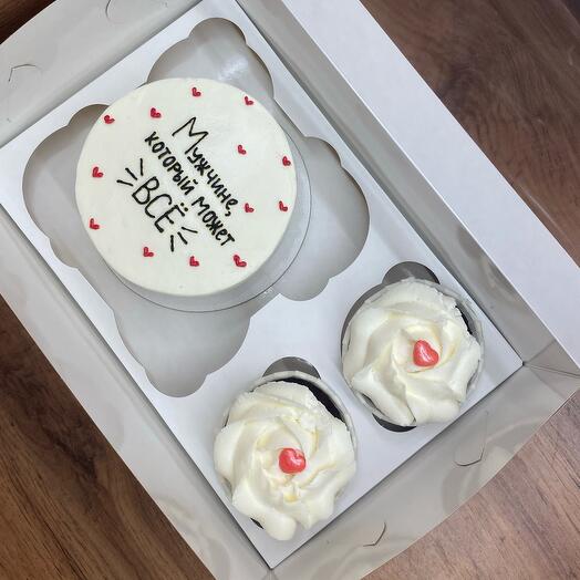 Бенто торт «Мужчине» + 2 капкейка