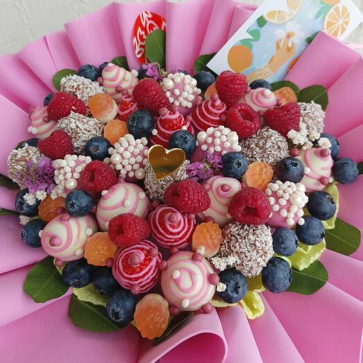🍓Клубничный букет 🆕🍓 Princess berry💃💐🍭с ягодами🫐🍓 и мармеладками🍭