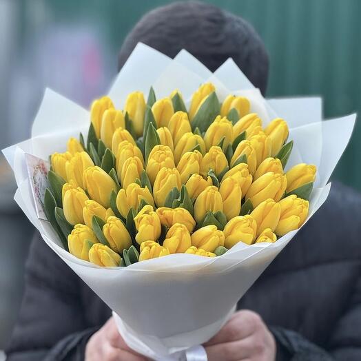 Тюльпаны желтые 49шт