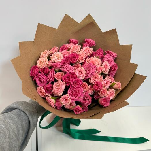 Букет 19 розовых кустовых роз 💖💫