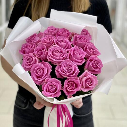 Розовые розы 19 шт 🌸