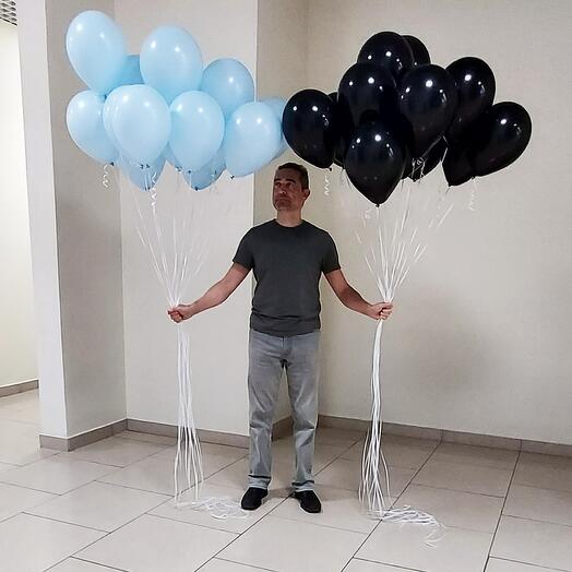 Набор из 30 однотонных шаров 12" (цвета на выбор) с гелием "в потолок"