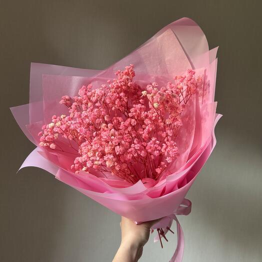 Букет Барби из розовой стабилизированной гипсофилы