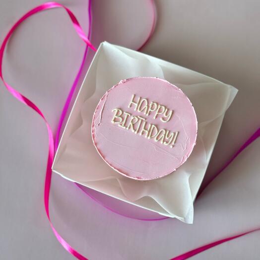 Бенто торт Happy birthday розовый