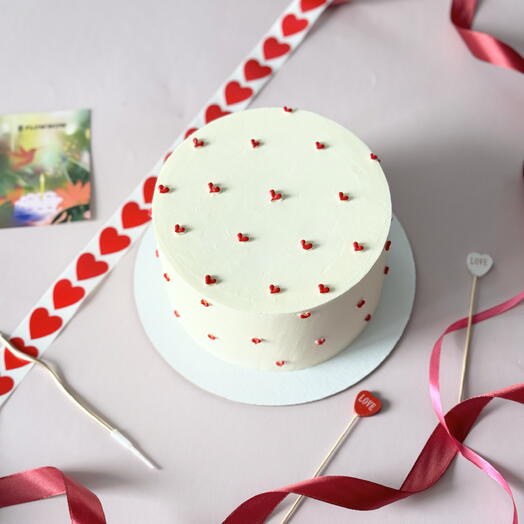 Торт 1 кг с сердечками на 14 февраля День влюбленных