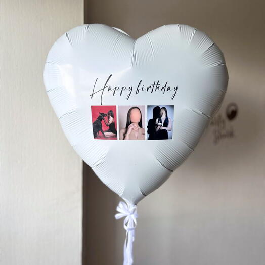 Большое сердце с вашими фото «Happy Birthday»