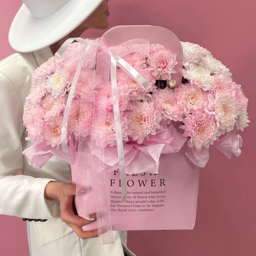 100 оттенков розового! Сумочка с хризантемами